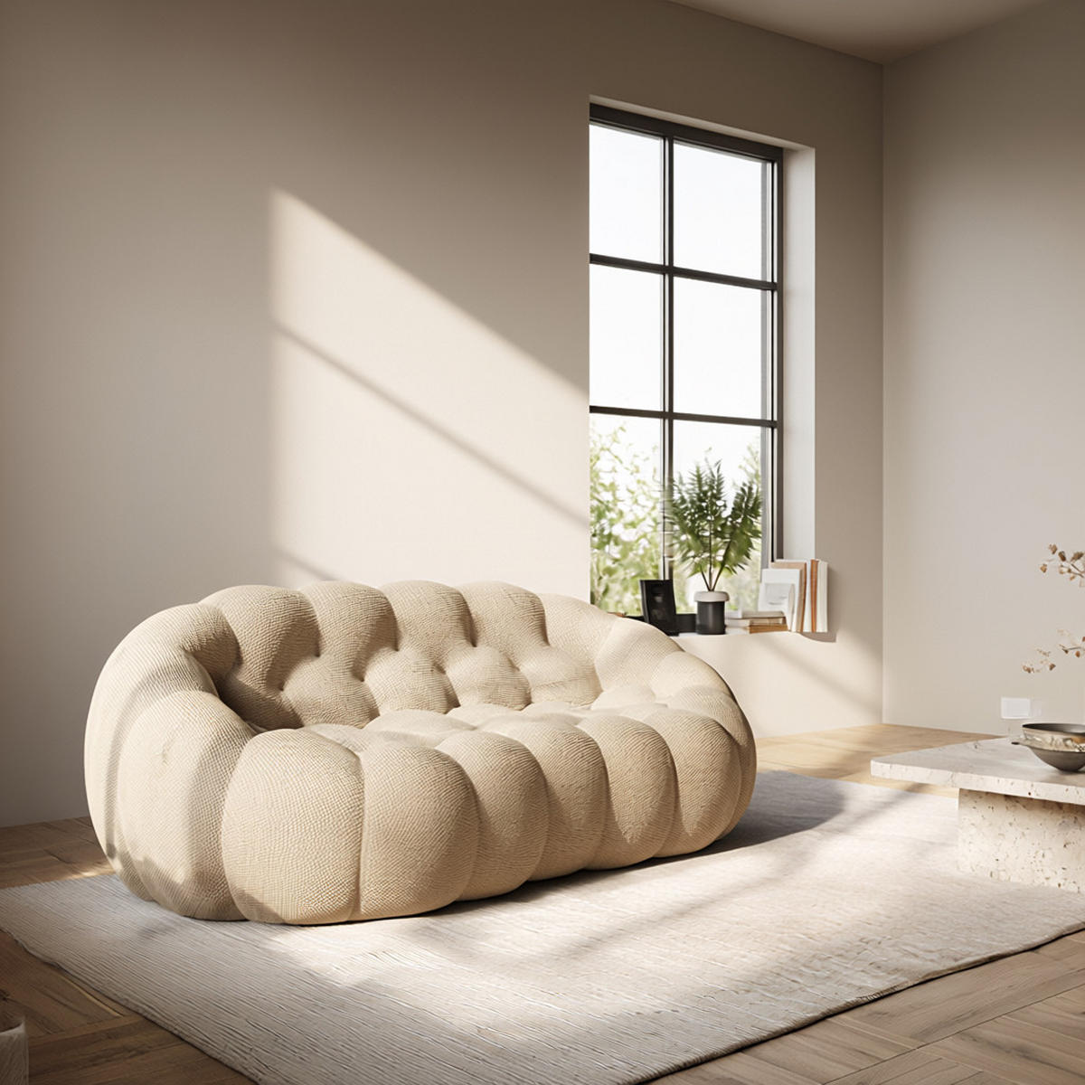 WOHNZIMMERSOFA Cocoon Doppel 2-Sitzer - Sand - Beige, Textil (113/77/113cm) - COCO Living
