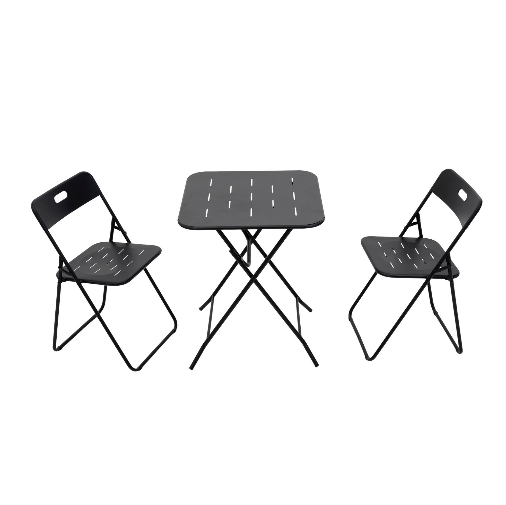OKWISH BISTRO set 60/60/73 cm černý z oceli skládací 3dílný