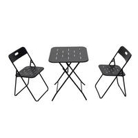 BISTRO-SET 60/60/73 cm schwarz aus Stahl klappbar - Schwarz, Metall - OKWISH