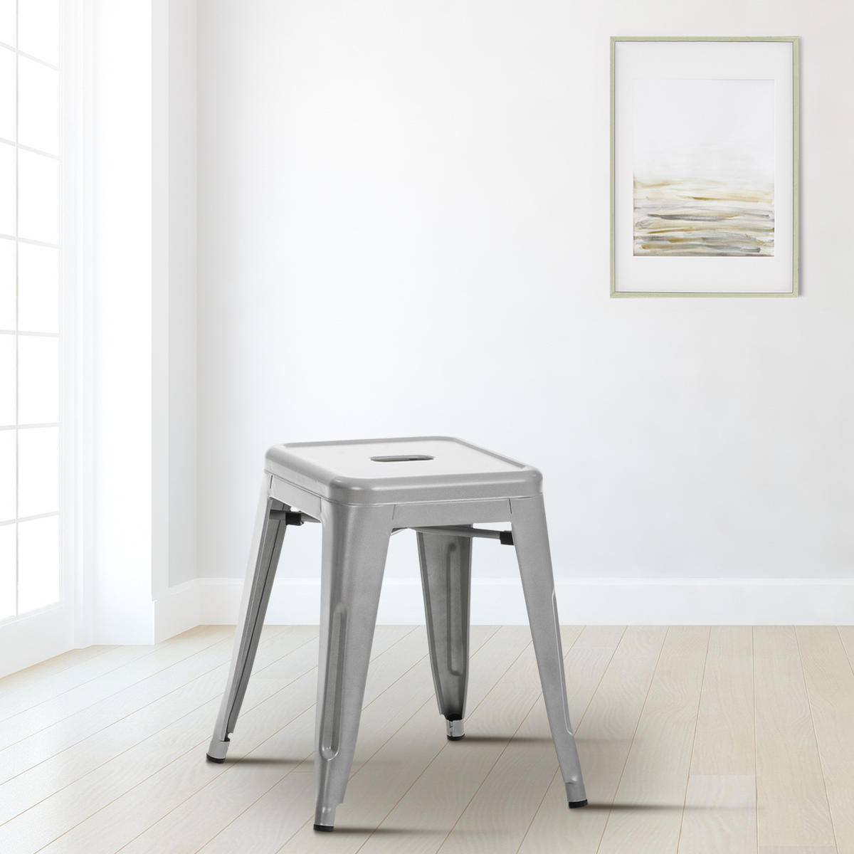 HOCKER Fulda 40x40x46cm Metall Silber Küchenhocker - Silberfarben, Metall (40/46/40cm) - DELUKE