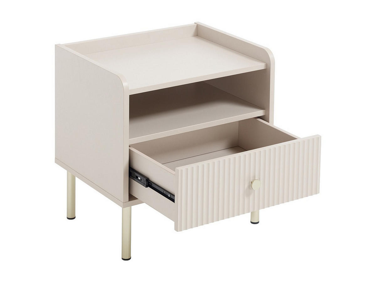 NACHTTISCH mit 1 Schublade und 1 Nische – Beige und gold - LUNAOR - Beige, Holz (50/54/40cm) - Vente-Unique