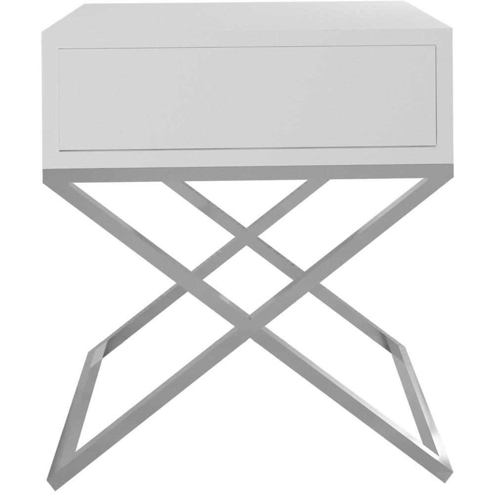 NACHTSCHRANK Max 45/50/35 weiß - Chromfarben/Silberfarben, Holzwerkstoff/Metall (45/50/35cm) - Beautysofa