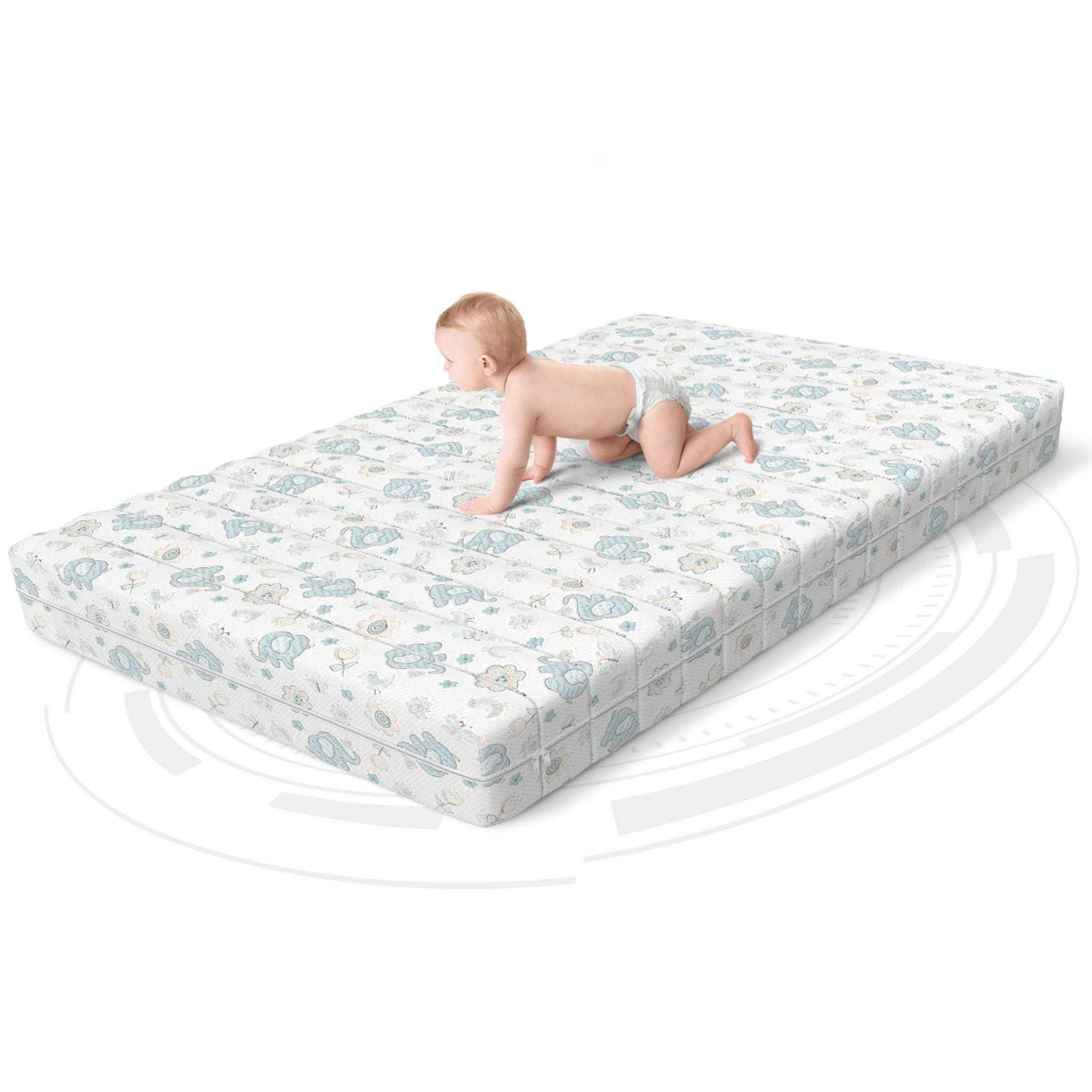Thumbnail - FDM Kindermatratze, Pastellblau, Textil, H2 + H3, Füllung: Kaltschaum, Rechteckig, 80x190 cm, Oeko-Tex® Standard 100, Sc...