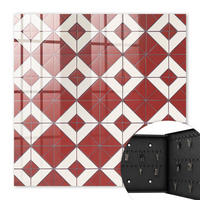 SCHLÜSSELBOX Schwarz 30x30 cm- Türöffnung nach rechts - Rotes Mosaik - Rot, Metall (30/30/5cm) - TULUP
