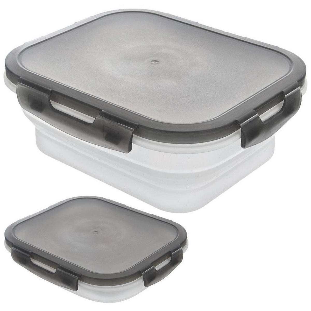 LUNCHBOX Faltbar Silikon 1 l Weiß/Grau - Weiß, Kunststoff (16/7/19cm) - Orion 