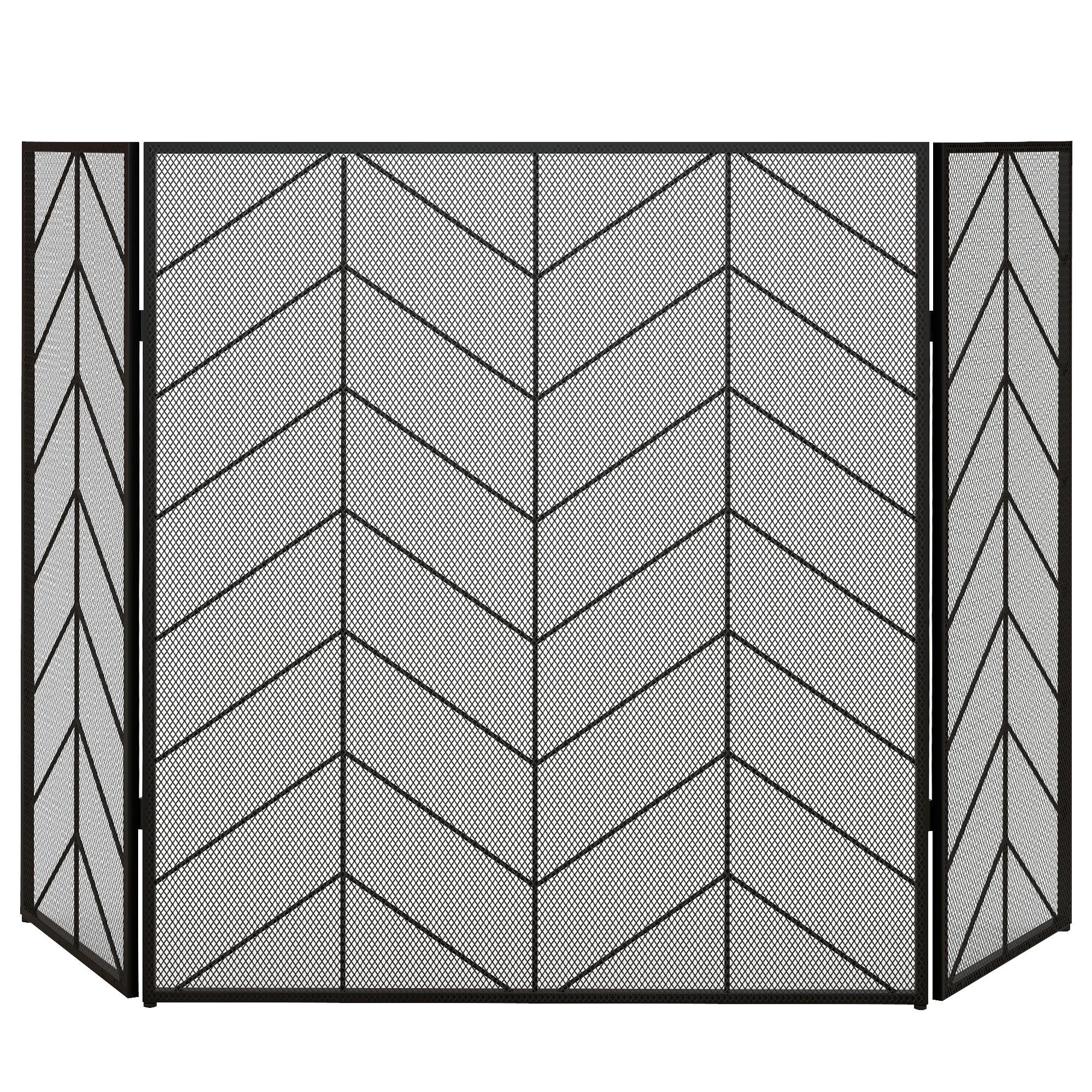 KAMINSCHUTZGITTER - Schwarz, Metall (1.2/85/135cm) - HOMCOM
