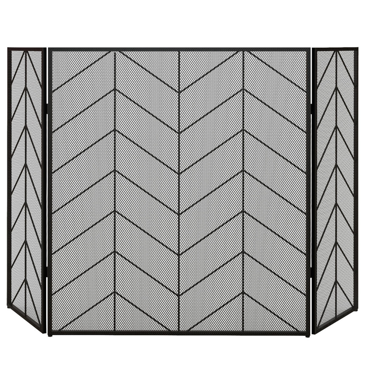 KAMINSCHUTZGITTER - Schwarz, Metall (1.2/85/135cm) - HOMCOM