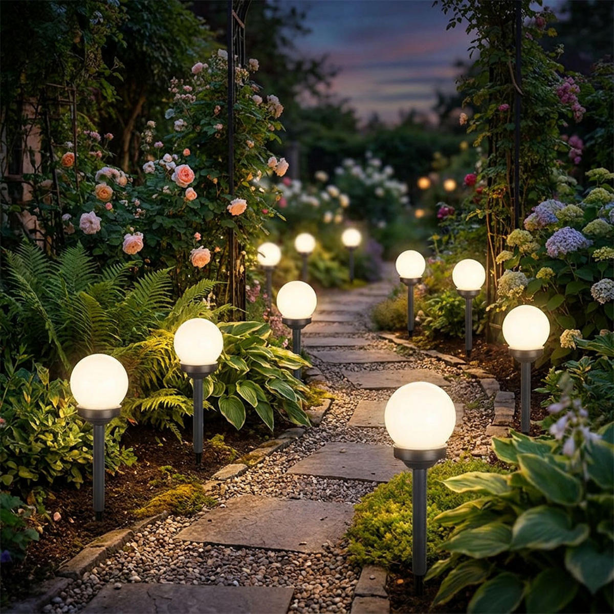 LED AUSSENLEUCHTE Weiß Solar Kugelleuchte - Weiß, Kunststoff (10/10/39cm) - Globo Lighting