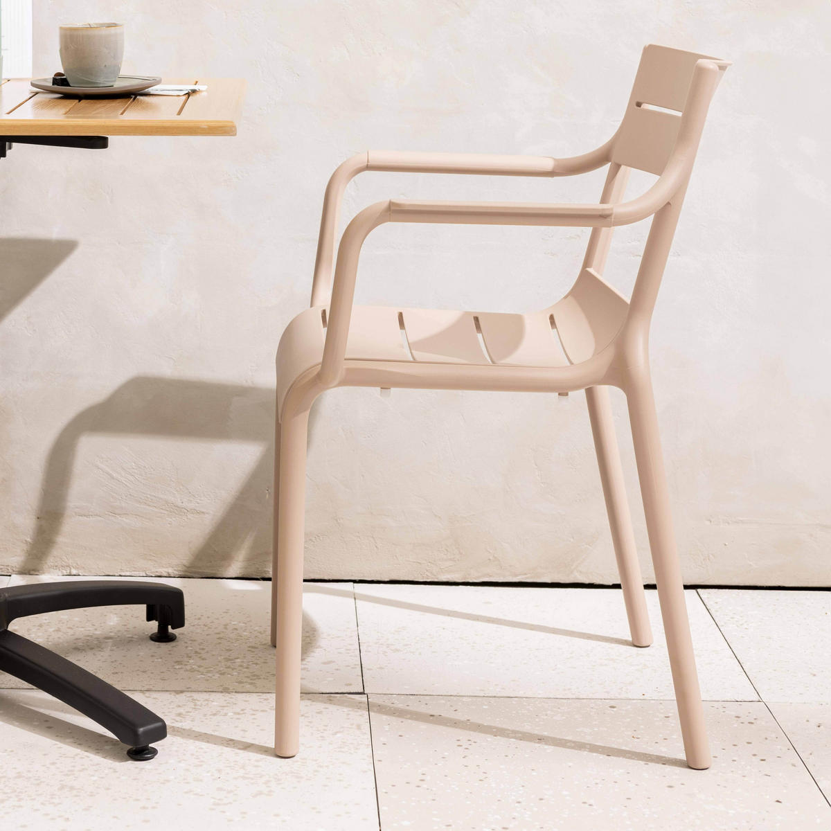 GARTENSTUHL, Elfenbeinfarbe - Beige, Kunststoff (50/82/54cm) - Oviala