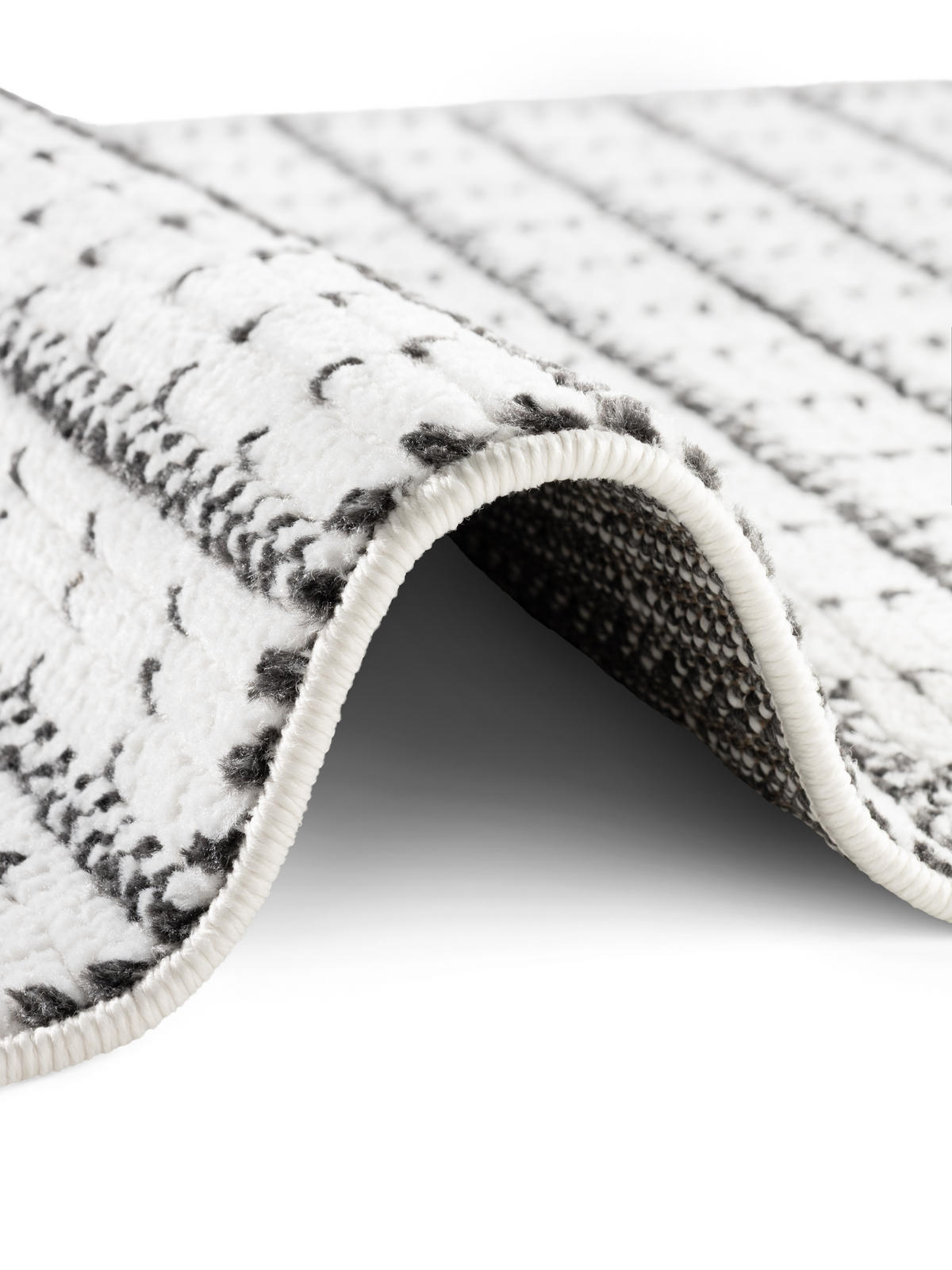 SOFT-TEPPICH Jacky Weiß-Anthrazit 80x220 cm - Weiß, Textil (80/220cm) - Tesso Living