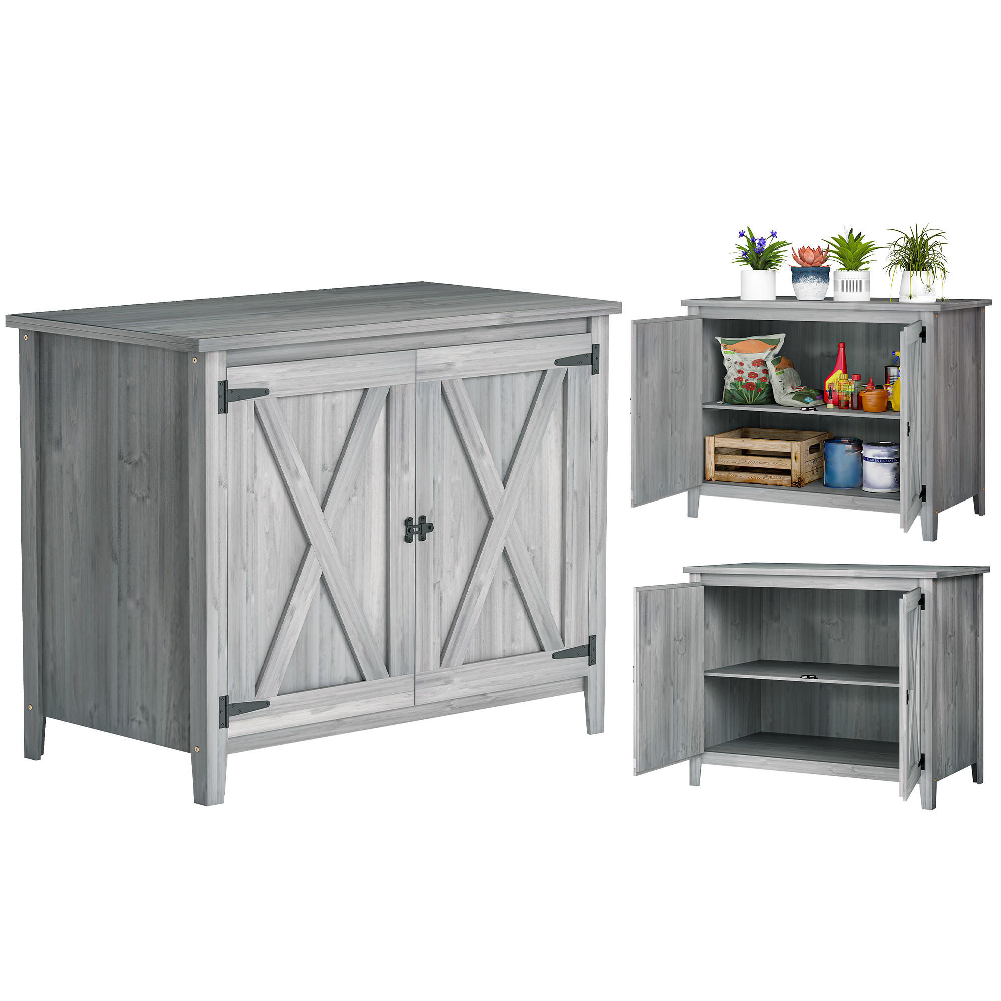 GARTENSCHRANK DE-09245 Hellgrau - Hellgrau, Holz (60/88.5/110cm) - ComfortXL