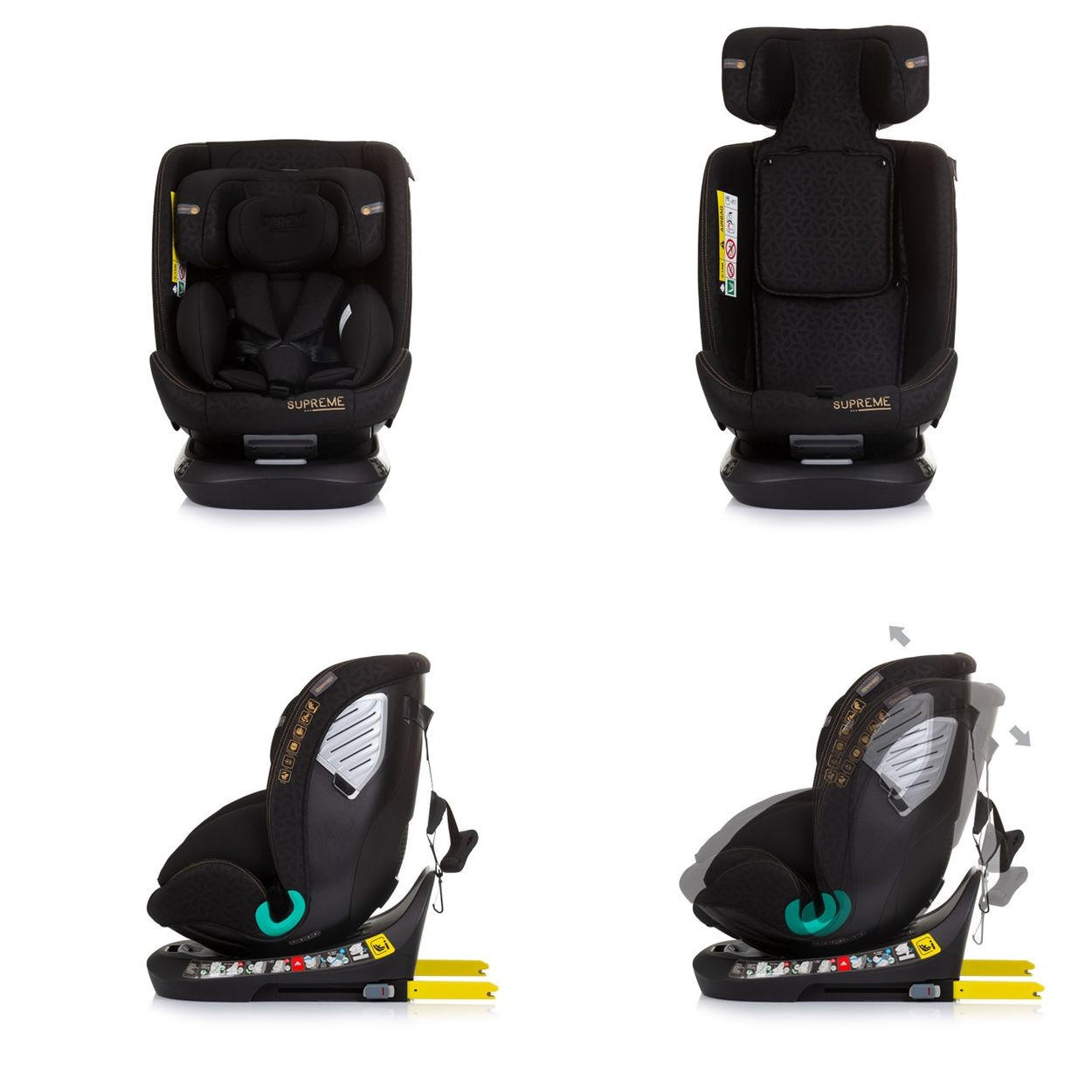 KINDERSITZ i-Size Supreme schwarz (40-150 cm) verstellbar 360° drehbar Isofix - Schwarz, Kunststoff (44/75/45cm) - Chipolino