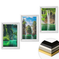 WANDBILDER 3er-Set - 40x60 cm Weißer Rahmen - Grüne Landschaften, Wasserfälle - Weiß, Kunststoff (40/60cm) - ArtPrintCave