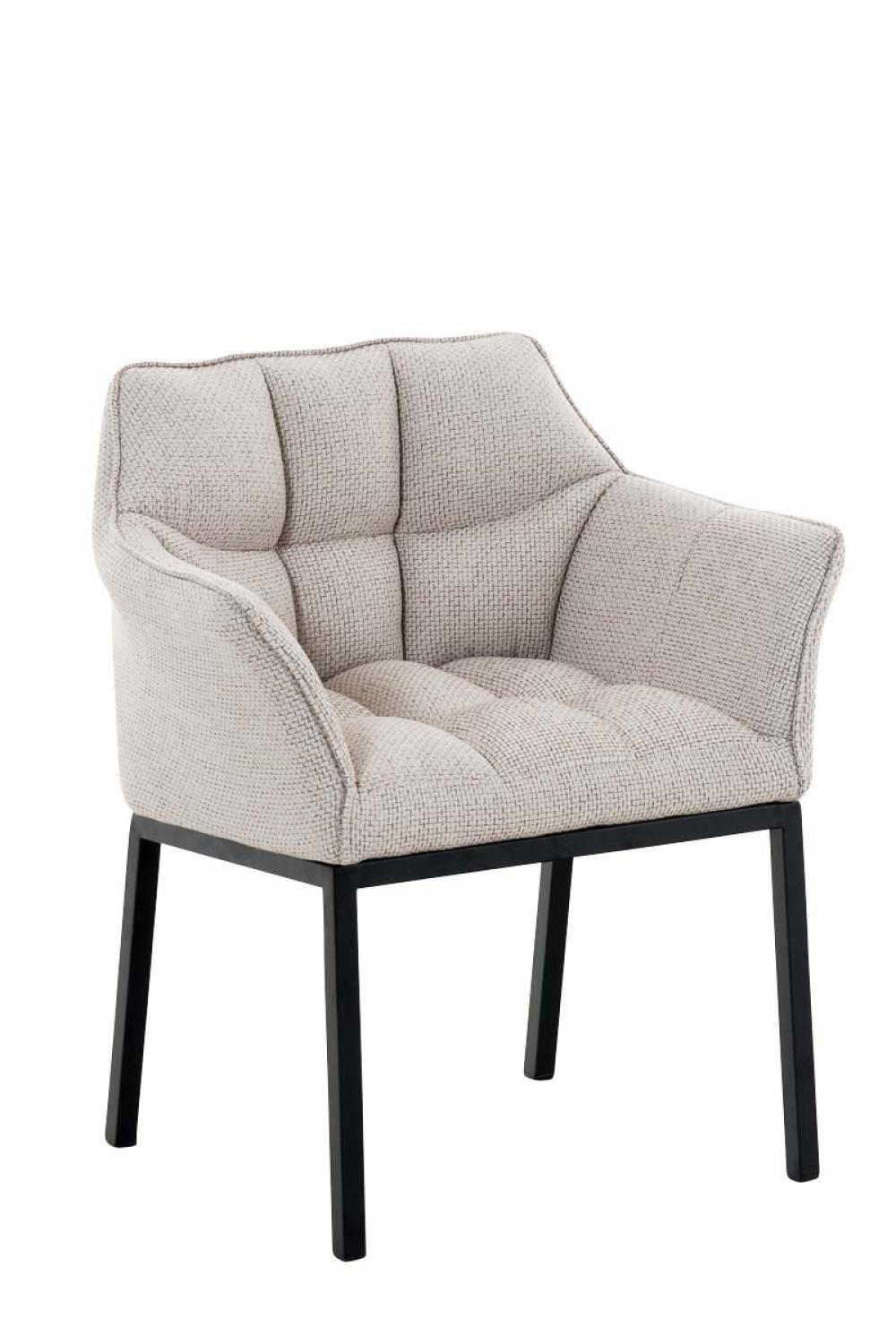 WOHNZIMMERSTUHL Stoff Elfenbein - Creme/Schwarz, Textil/Metall (67/78/63cm) - CLP