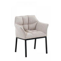 WOHNZIMMERSTUHL Stoff Elfenbein - Creme/Schwarz, Textil/Metall (67/78/63cm) - CLP