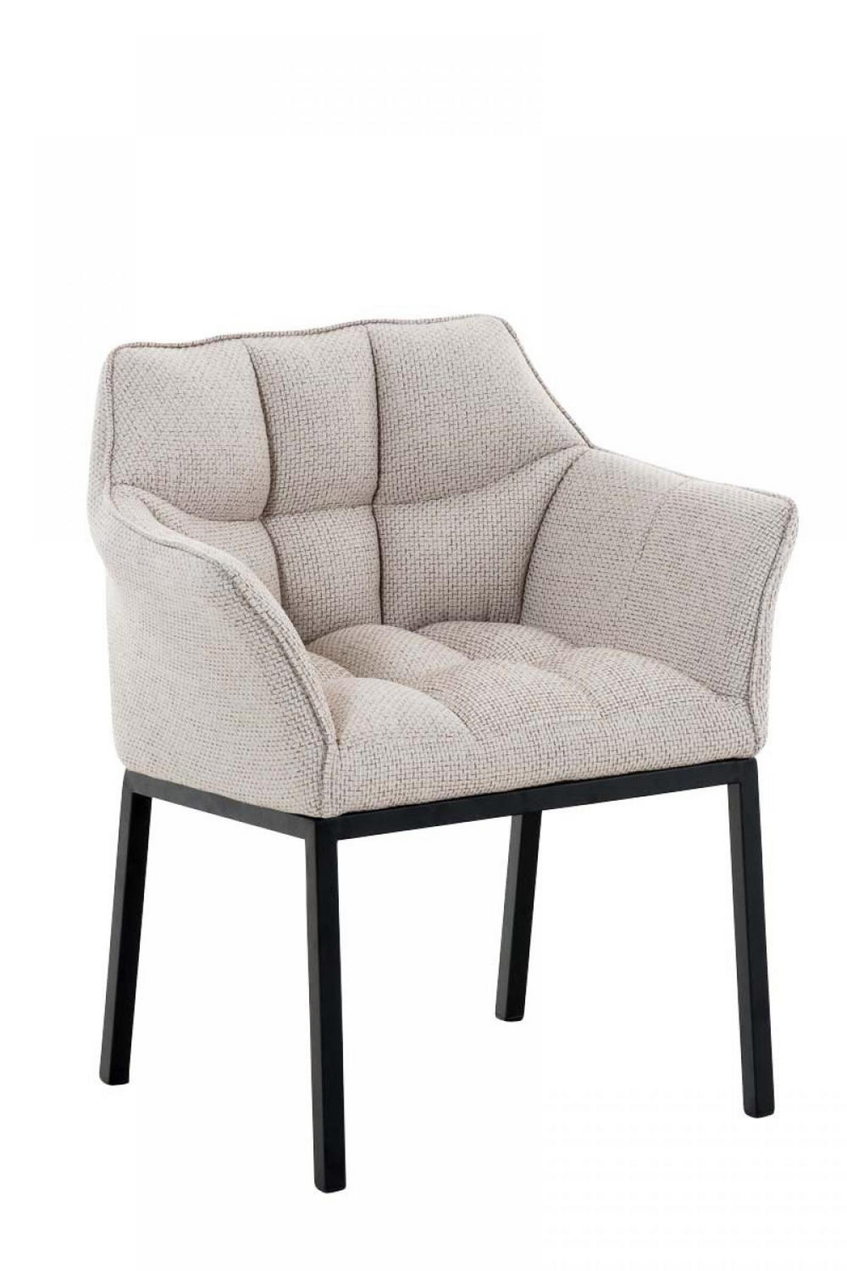 WOHNZIMMERSTUHL Stoff Elfenbein - Creme/Schwarz, Textil/Metall (67/78/63cm) - CLP