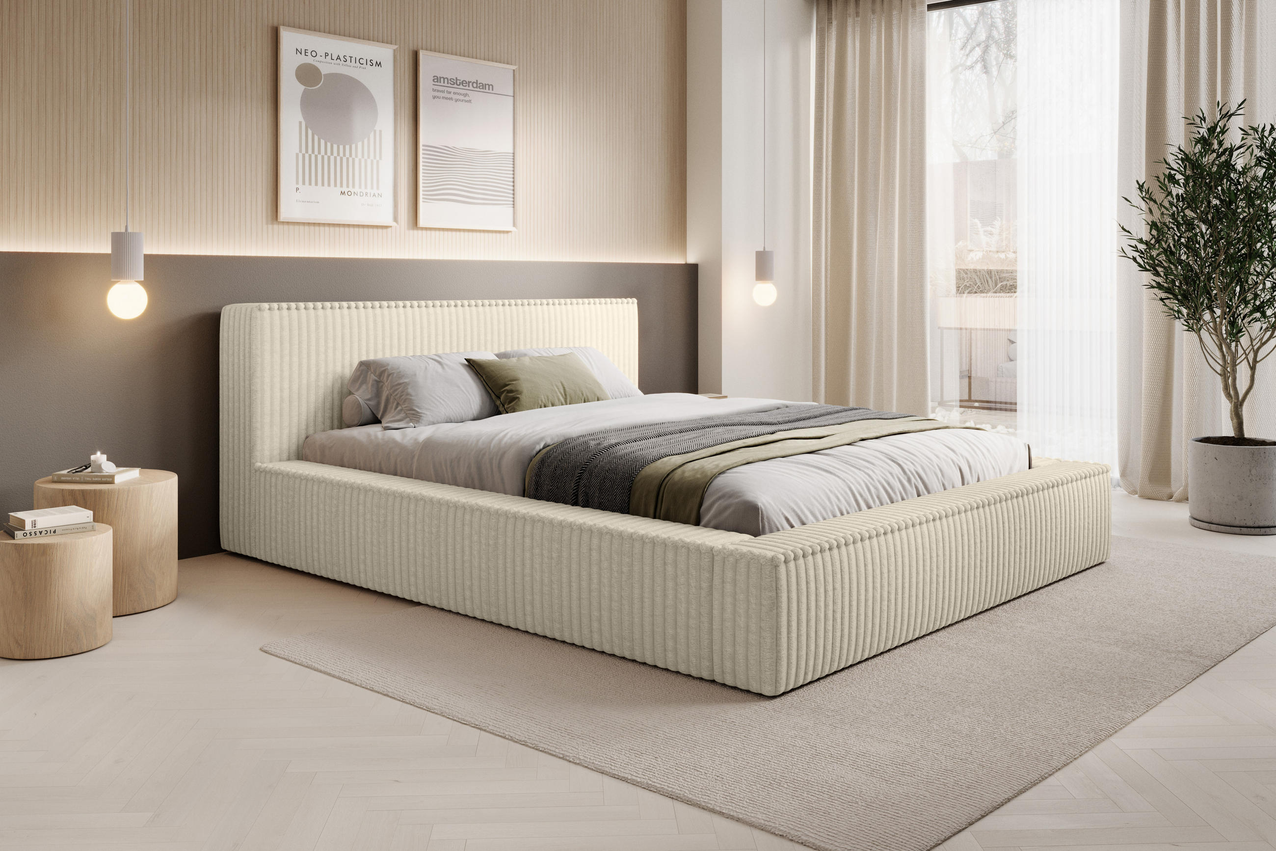 POLSTERBETT PERRINTON 140x200cm ECRU - Ecru, Textil (140/200cm) - Luxkor24