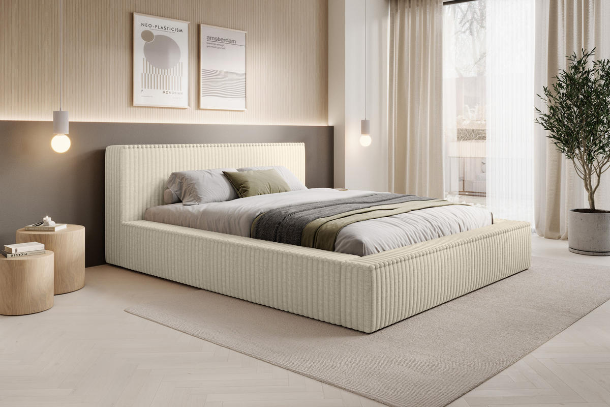 POLSTERBETT PERRINTON 160x200cm ECRU - Ecru, Textil (160/200cm) - Luxkor24