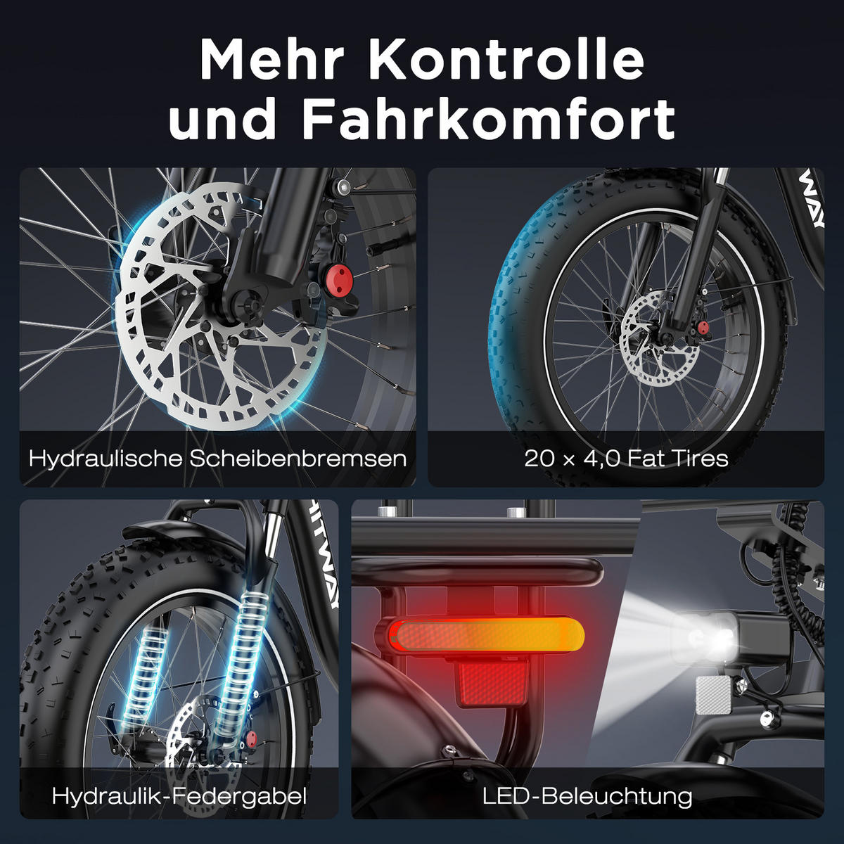 E-BIKE BK6S PLUS-R 1296 Wh Akku Reichweite bis 160 km - Schwarz, Metall (79cm) - HITWAY