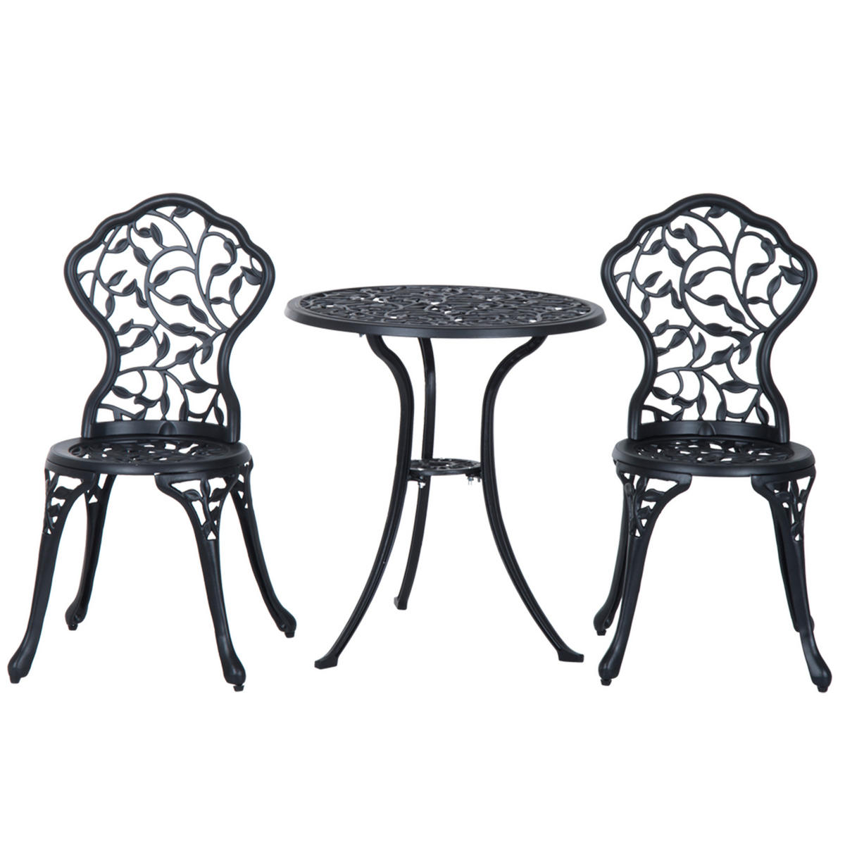 BISTROSET DE-07356 für 2 Personen mit Tisch und 2 Stühlen Schwarz - Schwarz, Metall - ComfortXL