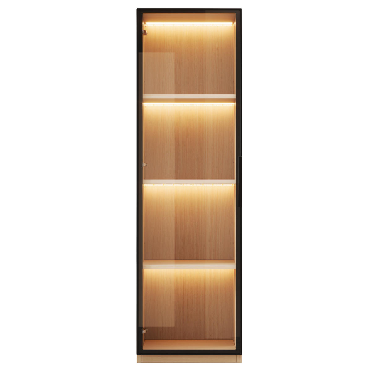 VITRINE 40/40/165 cm aus MDF mit LED-Beleuchtung und Sanftschluss-Scharnieren Eichefarben - Eichefarben, Holzwerkstoff (40/165/40cm) - Modenvie