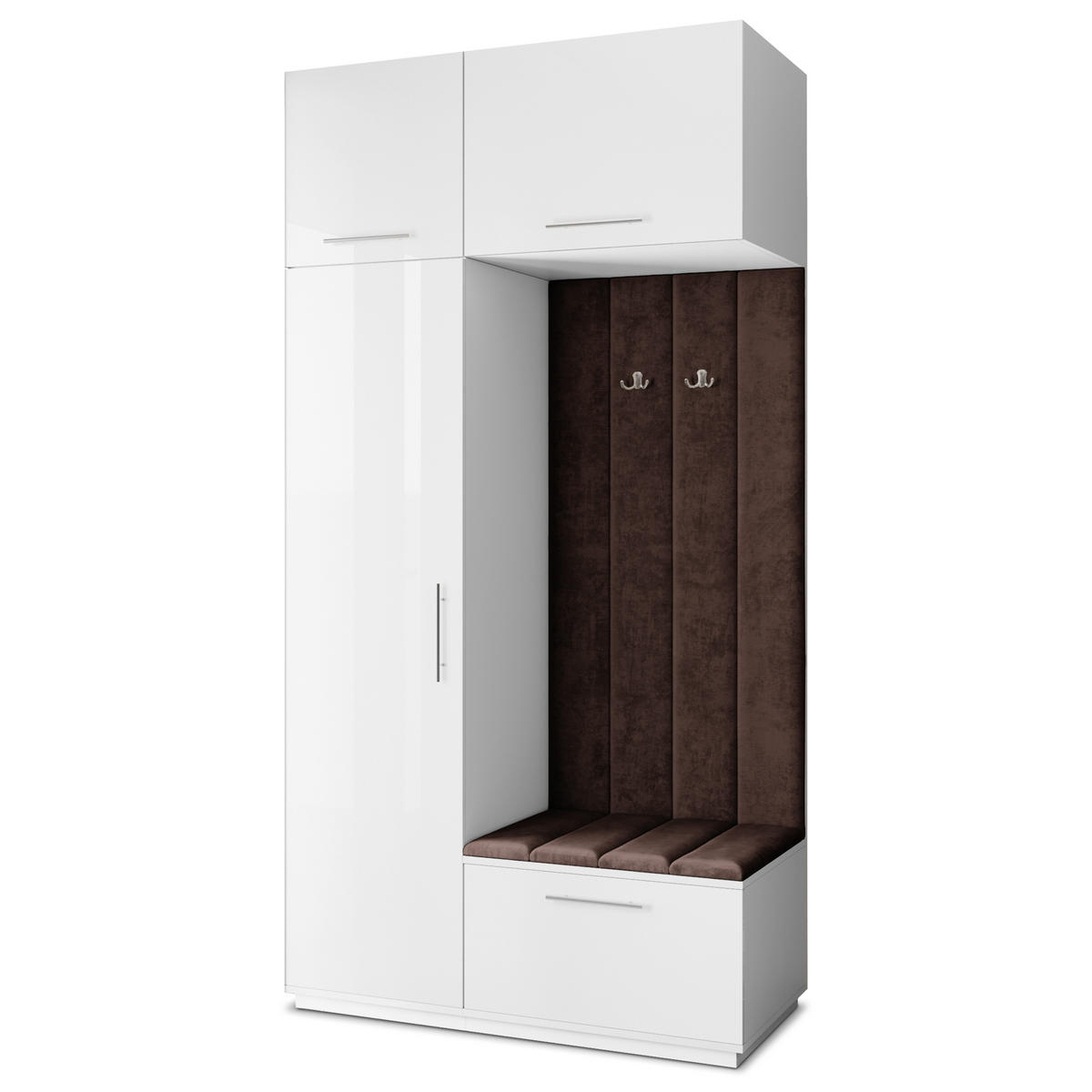 GARDEROBENSCHRANK REMA 120/240/60 cm Modern Garderobe-Set Weiß - Weiß/Braun, Holzwerkstoff (120/240/60cm) - MASSENO
