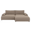ECKSOFA mit Schlaffunktion, Bettkasten, extrabreite Ottomane rechts, abgerundete Armlehnen, B240/T145/H81 cm, Chenille Hellbraun / 21021 - Hellbraun/Schwarz, Kunststoff/Textil (240/145cm) - luma-home