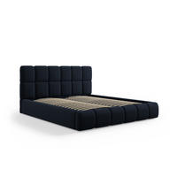 BETT mit Bettkasten und Kopfteil Bellis aus Samt dunkelblau 160x200cm - Dunkelblau, Textil (160/200cm) - Micadoni