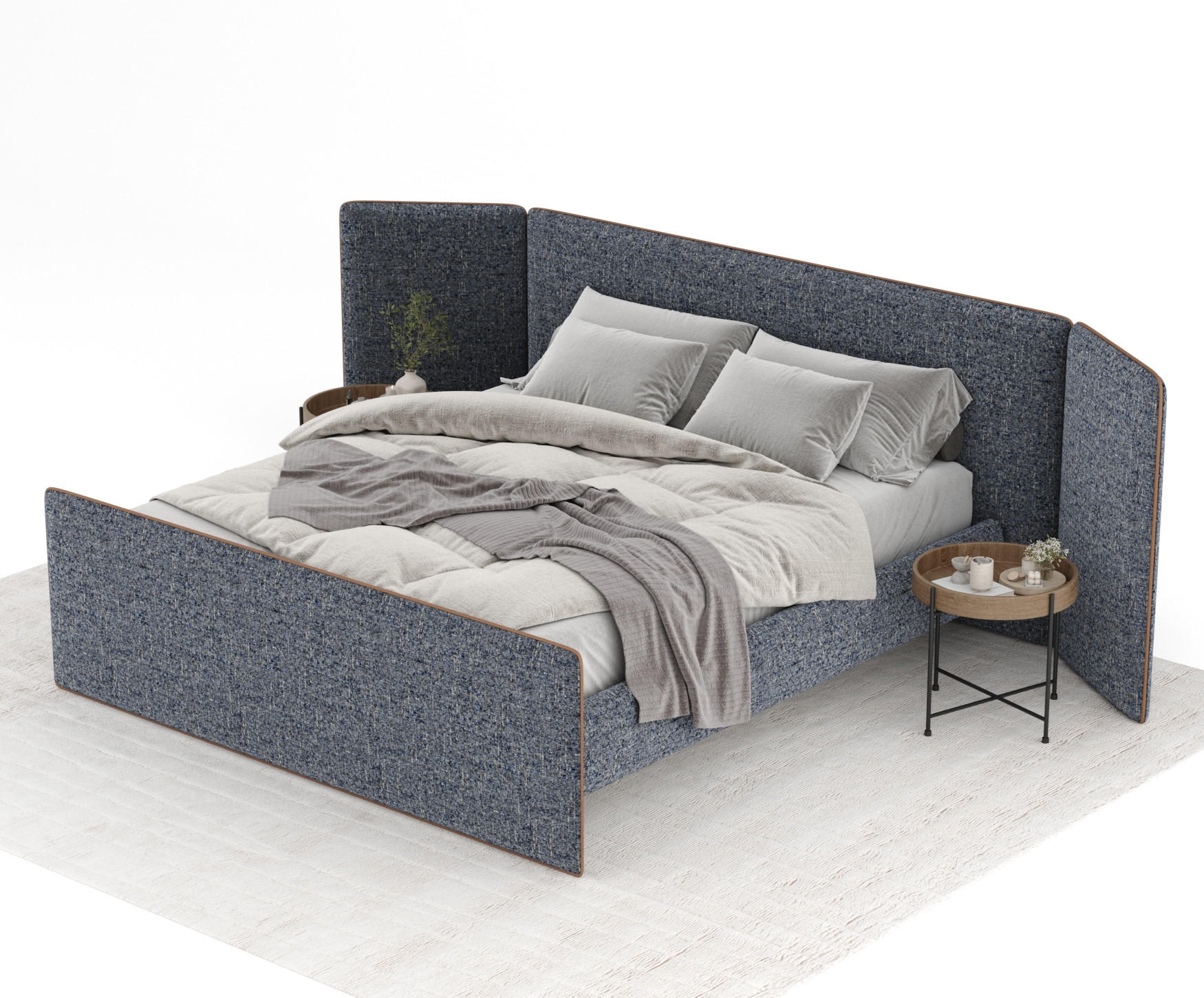 Thumbnail - Maison de Reve Polsterbett, Dunkelblau, Textil, Buche, Kiefer, 180x200 cm, Reach, FSC 100%, Made in EU, Schlafzimmer, Be...