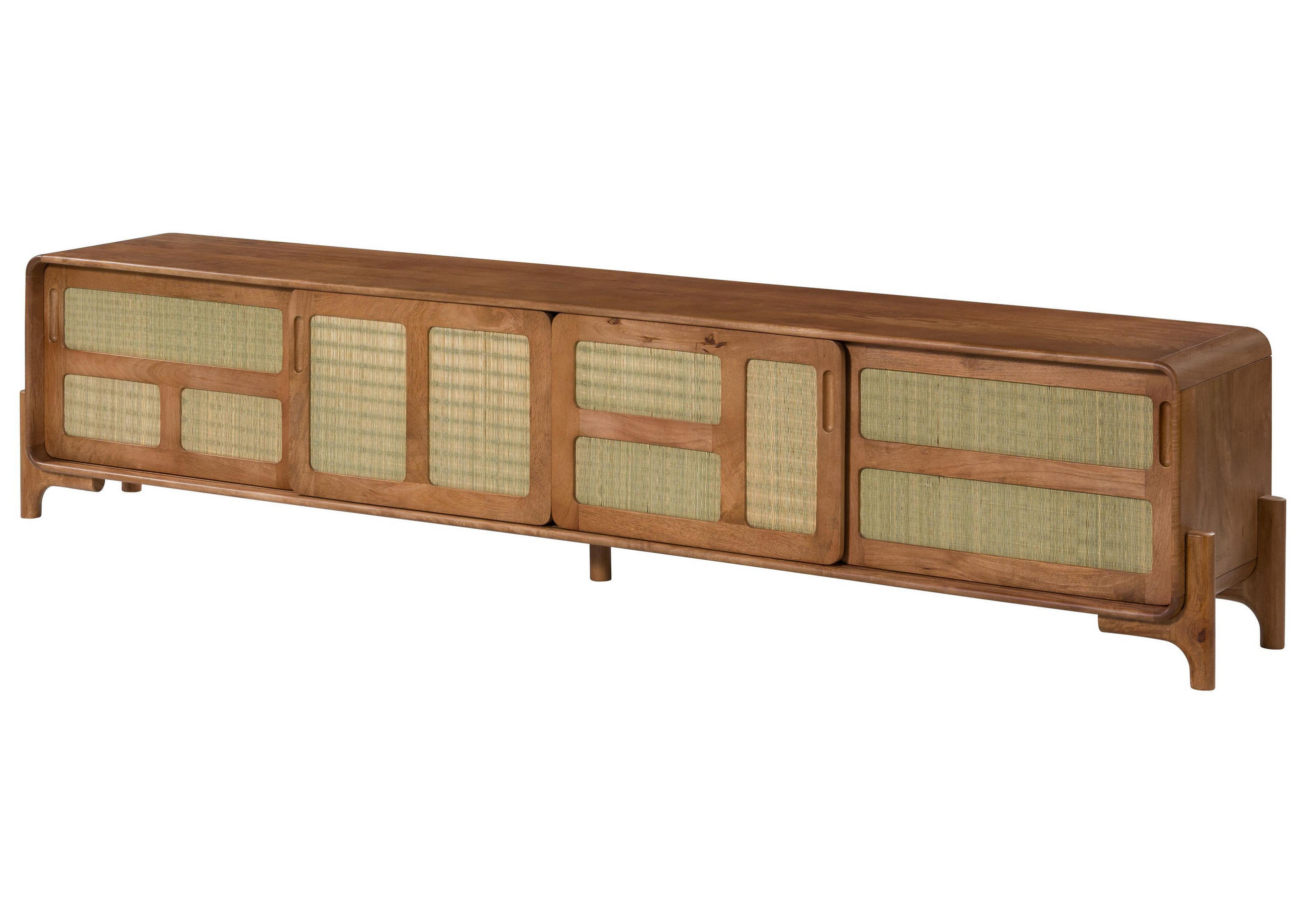 TV-BOARD Mango/Seegras 240x40x50 hellbraun lackiert MIZUMI #107 - Braun, Holzwerkstoff (240/50/40cm) - Massivmoebel24