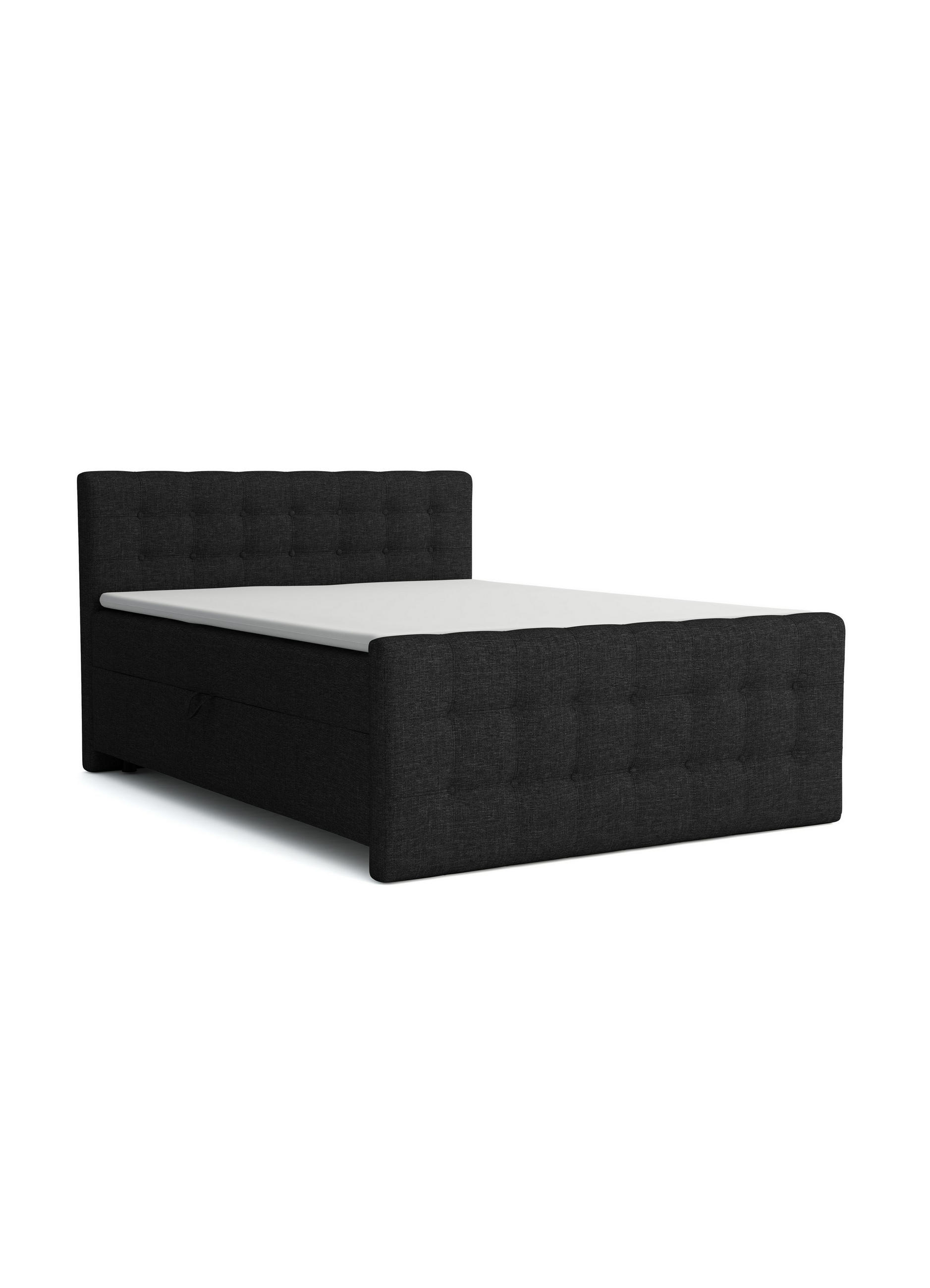 BOXBETT REEL 160/200 in Stoff Schwarz H4 - Schwarz, Holz/Holzwerkstoff (160/200cm) - Deine Möbel 24