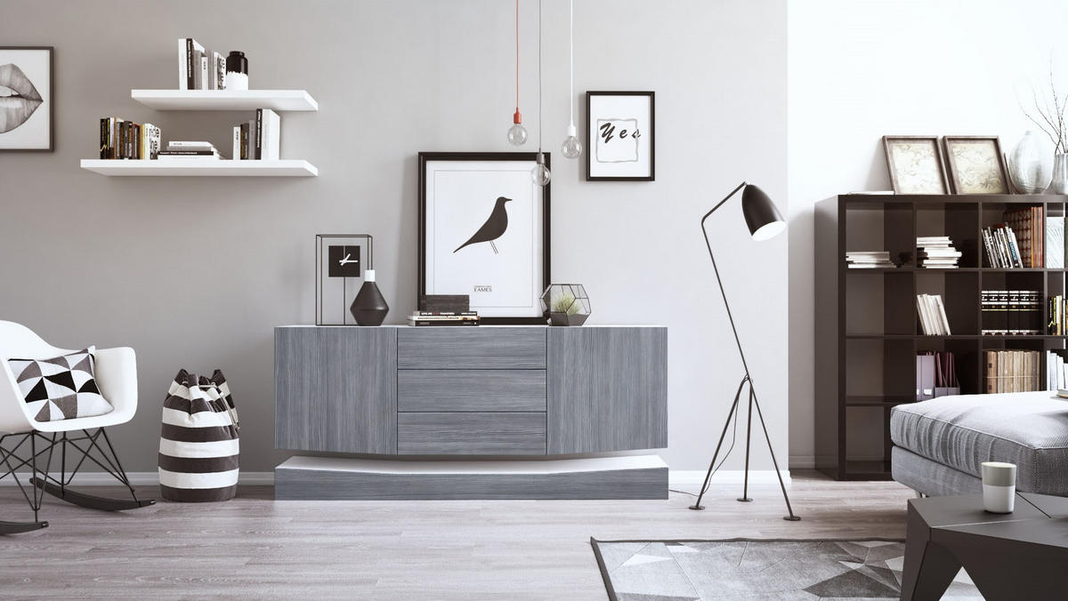 SIDEBOARD City Fronten in Avola-Anthrazit - Anthrazit, Holzwerkstoff (178/82/39cm) - Vladon
