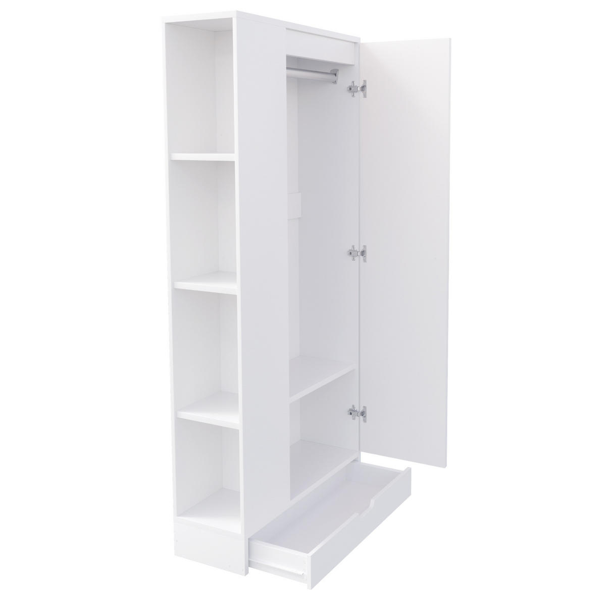 ORMAR od drva 70x40x170 cm bijela s vratima i policama za urednu pohranu - bijela, drvni materijal (70/170/40cm) - Modfu