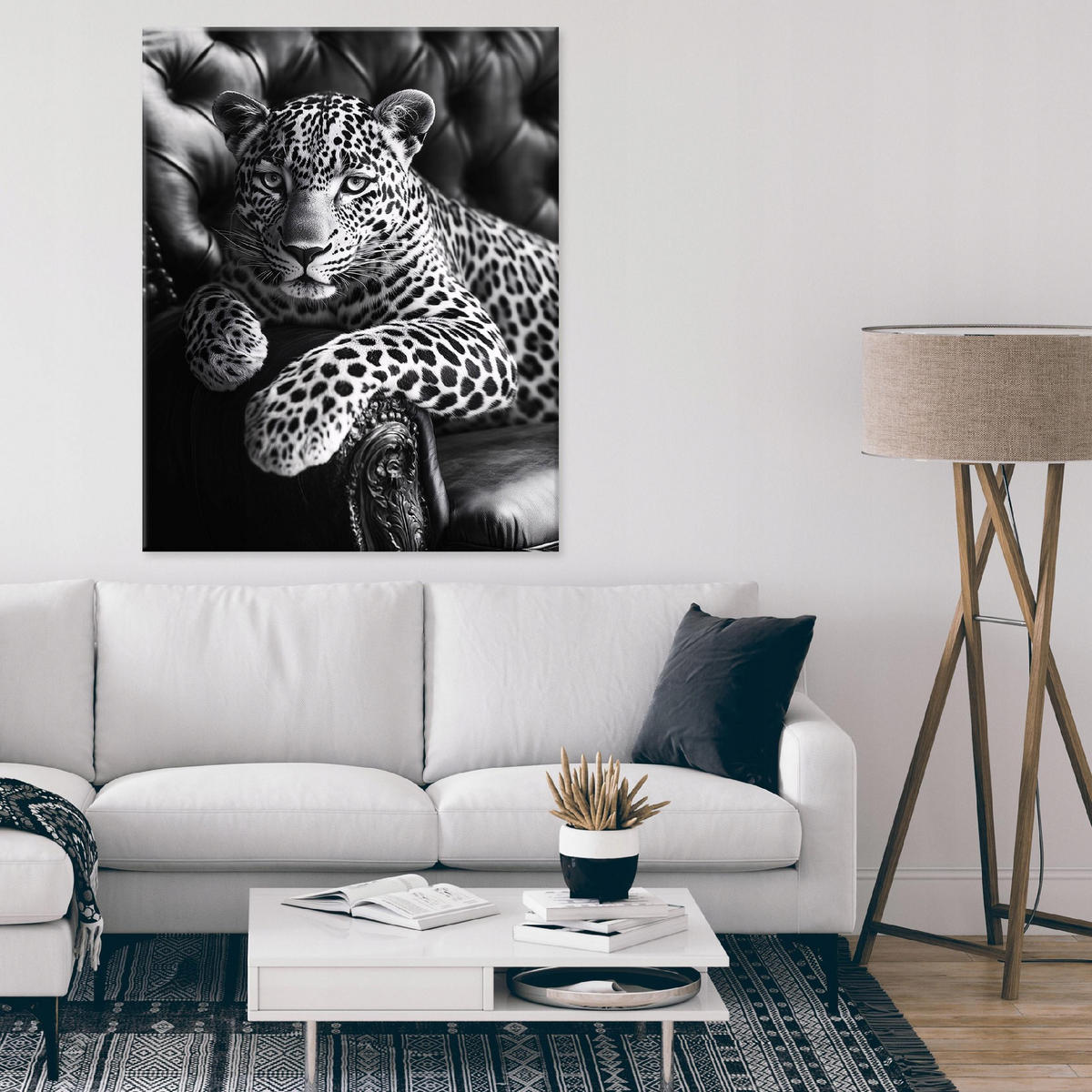 LEINWAND BILDER Tiger Tiere Schwarz Weiß Modern 60x40 - Multicolor, Holzwerkstoff (40/60cm) - Wallarena