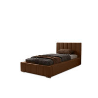 POLSTERBETT Nero 80x200 cm, Einzelbett mit Bettkasten und Lattenrost aus Holz, Velourstoff: Dunkelbraun - Dunkelbraun, Holz/Kunststoff (80/200cm) - Marpur