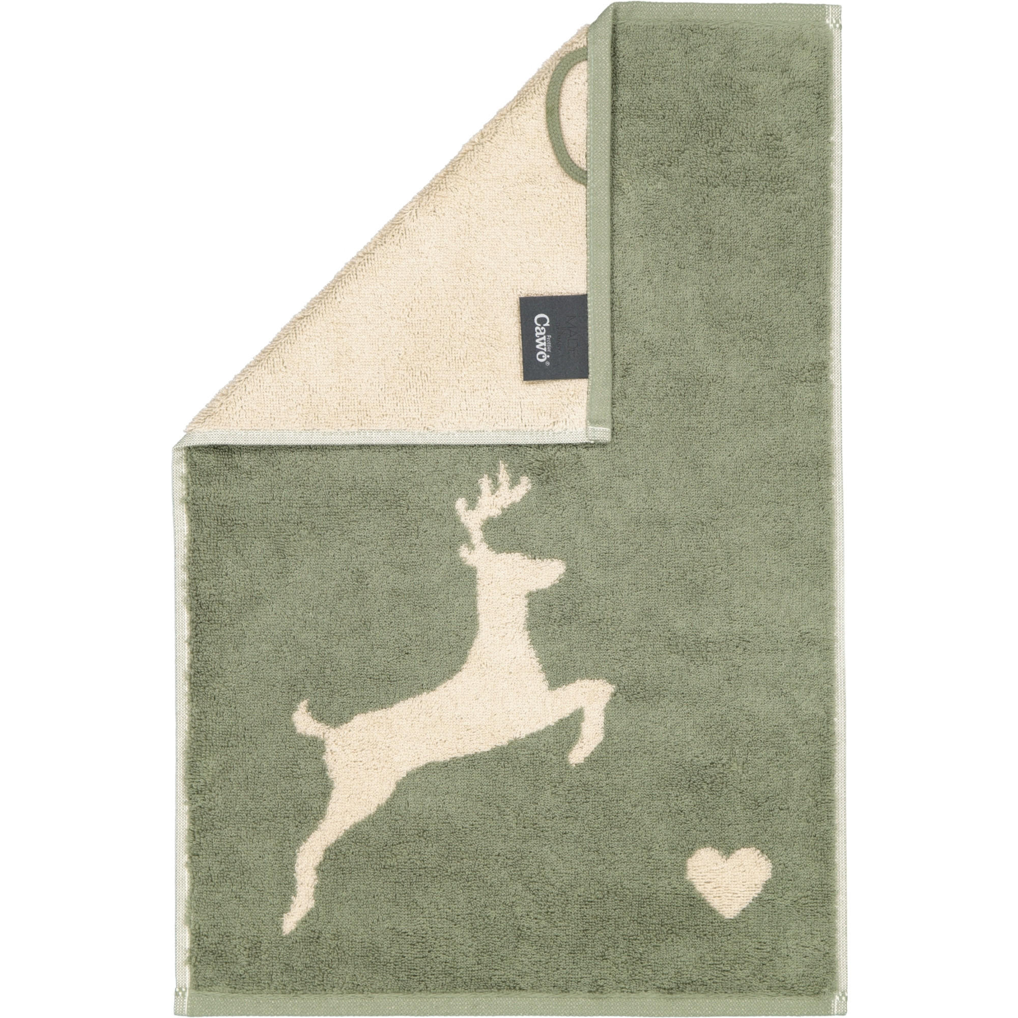 GÄSTETUCH ALPENCHIC EDITION HIRSCHE 6228 ZIRBE - 43 - Grün, Textil (30/50cm) - Cawoe