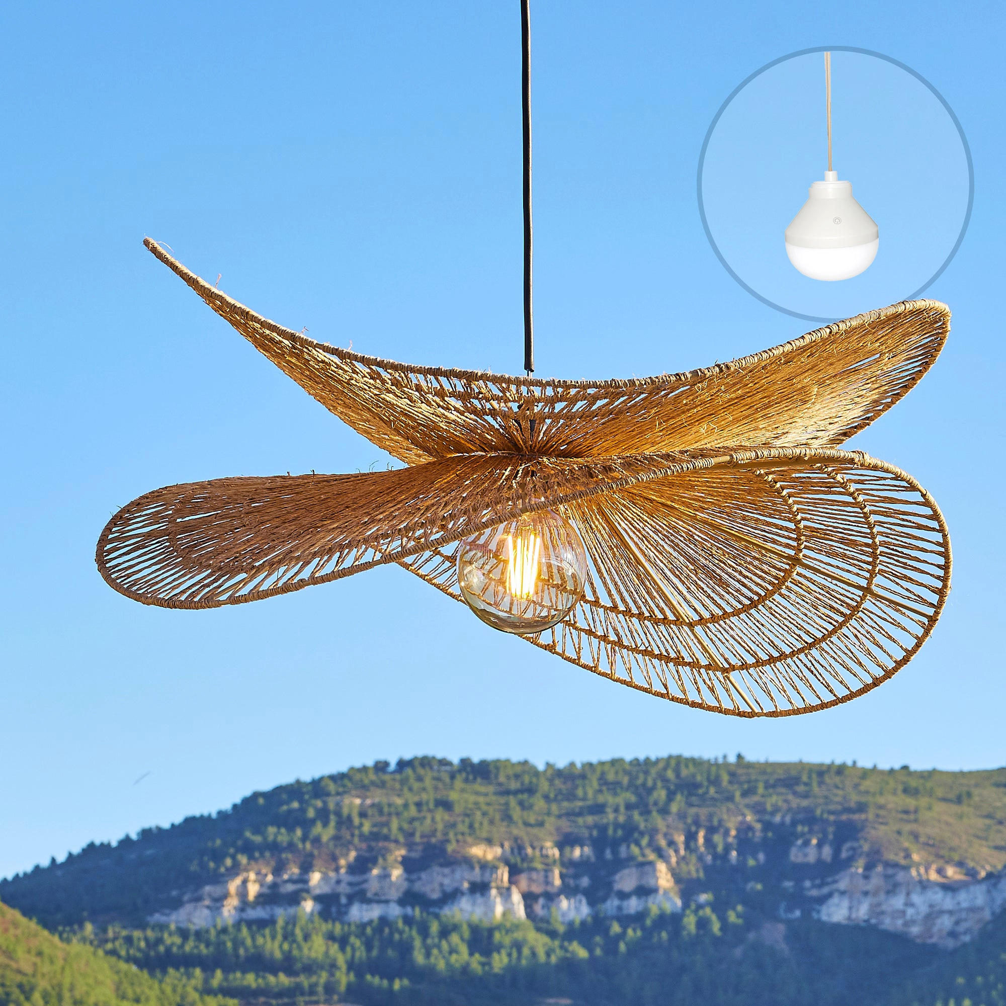 HÄNGELEUCHTE SOLARA hellbraun - Hellbraun, Naturmaterialien (80.5/76/21cm) - Lumisky