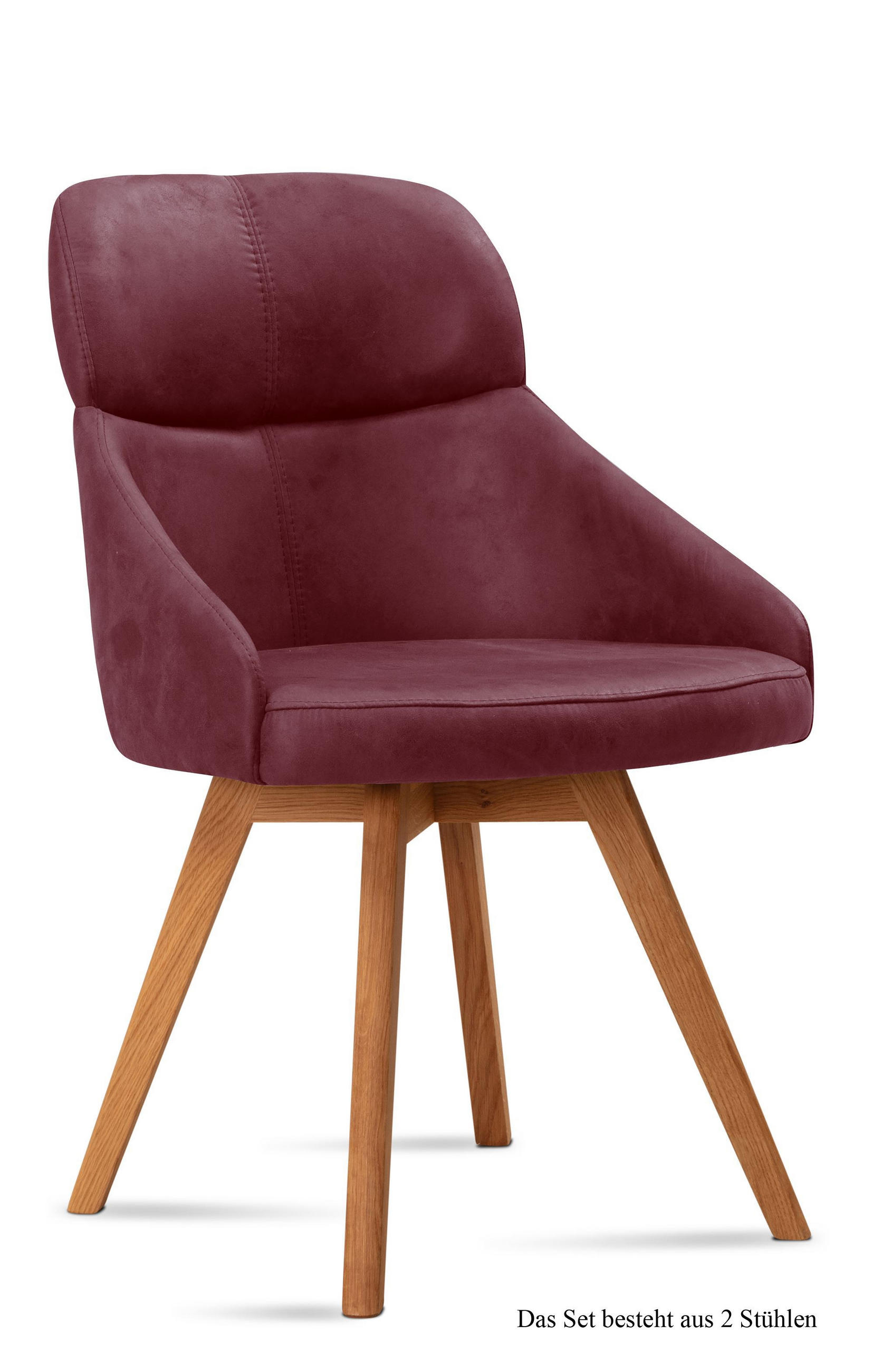 ESSZIMMERSTUHL (2er-Set) Donna 52x82x63 Eiche geölt/Marsala - Eichefarben/Brombeere, Kunststoff (63/82/52cm) - 58aufmkessel