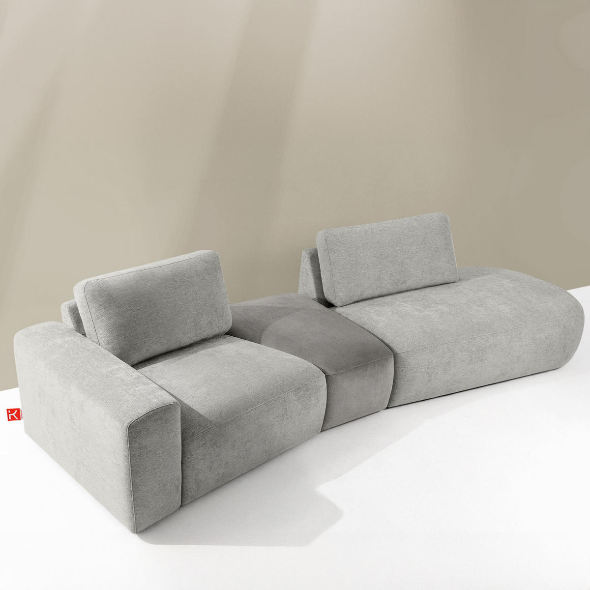 4-SITZER ECKSOFA ZUCCO Chenille rechts, Hellgrau - Hellgrau, Textil (350/84/105cm) - KONSIMO®