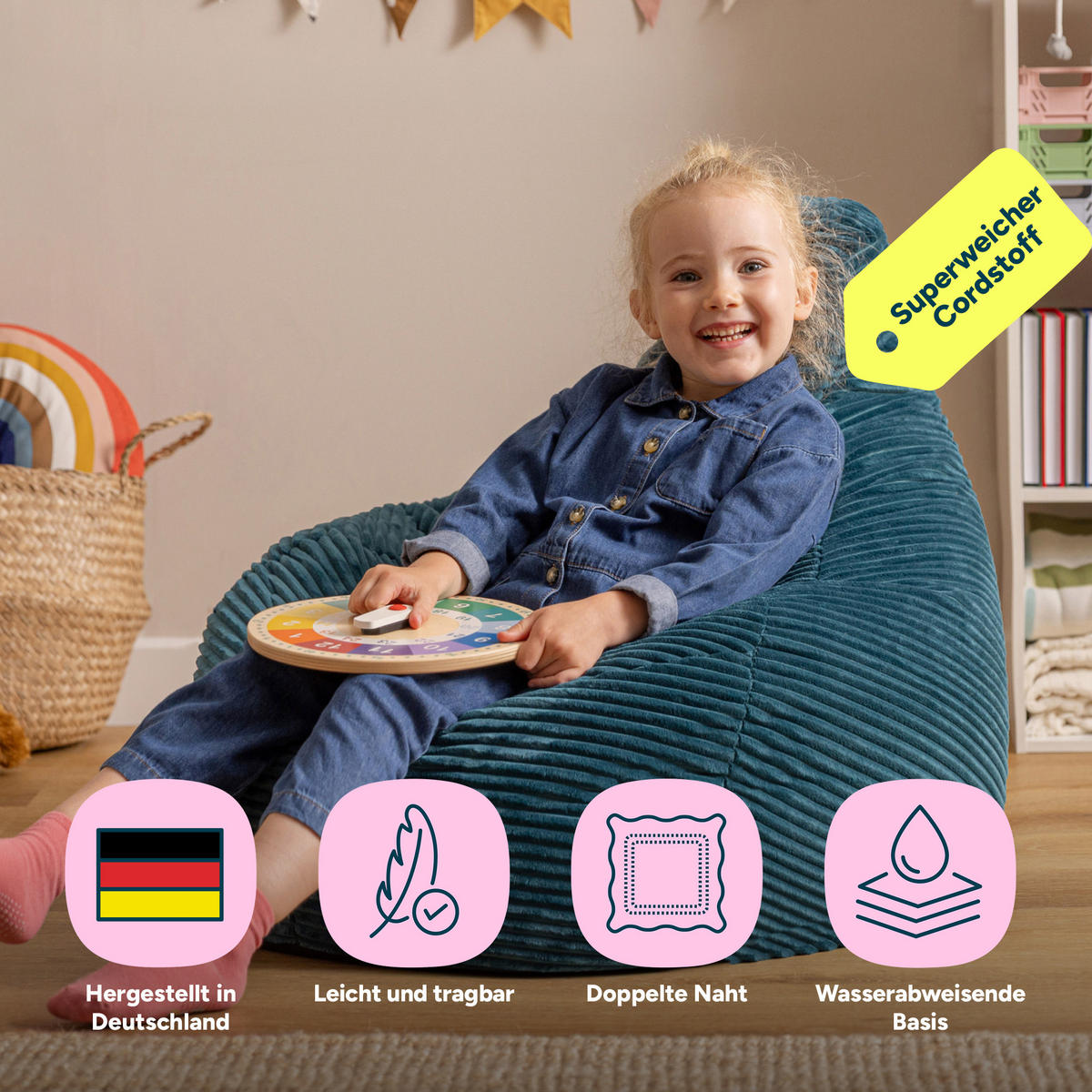 KINDERSITZSACK Sessel Dalton - Grün, Textil (69/59/65cm) - icon