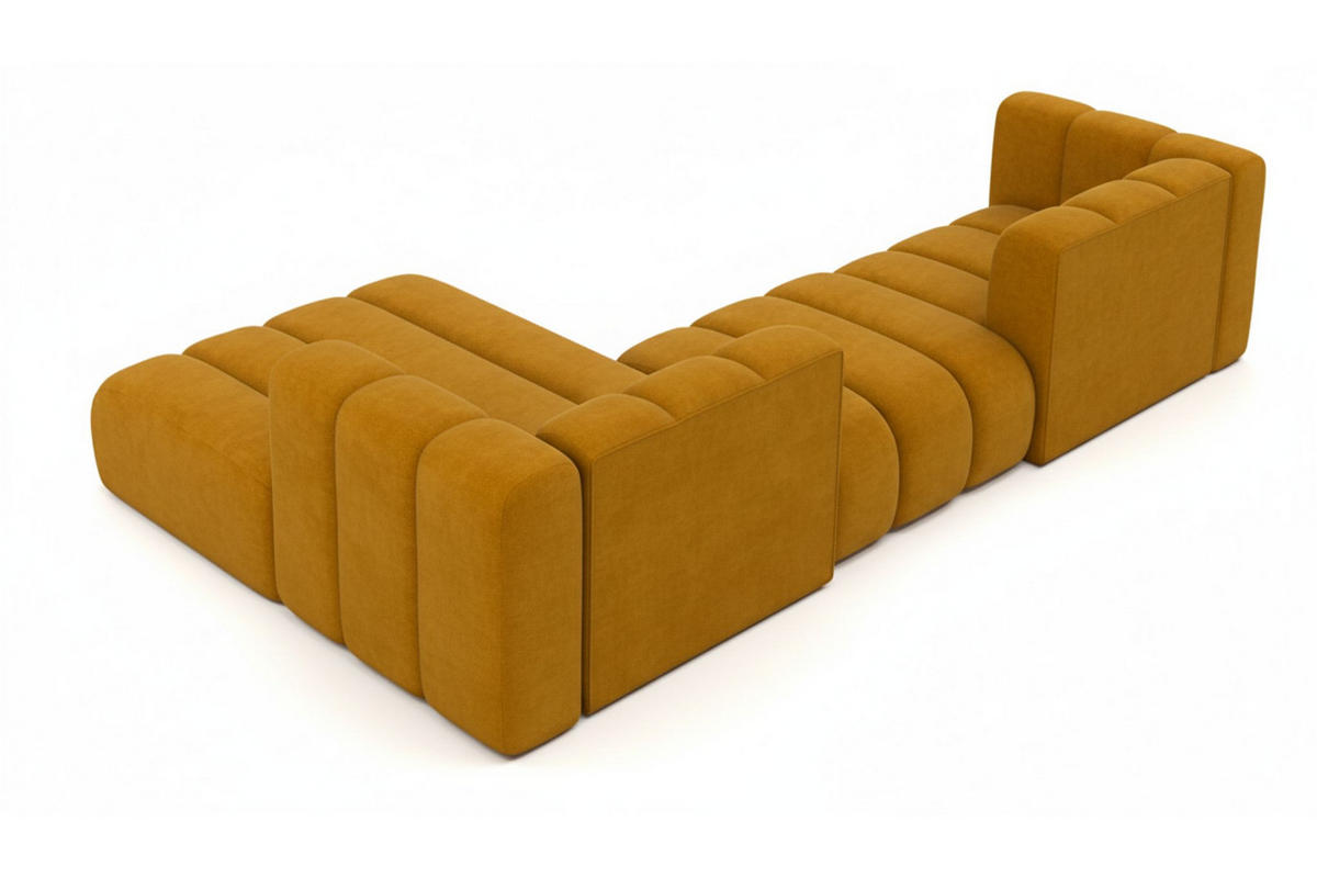 ECKSOFA L-Form Grand L 319 cm, Veloursstoff Salvador, Gelb, Links - Gelb, Holz (319/179cm) - Kaiser Möbel