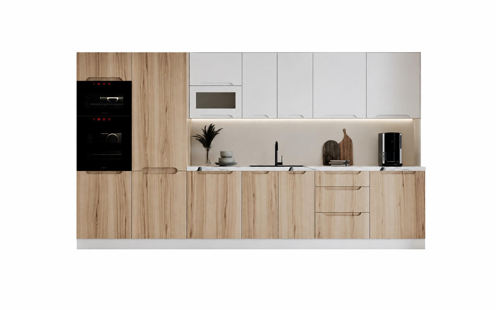 KÜCHENZEILE KS26-G380 - Zivora - Perfekte Kombination aus Funktion und Design - Eichefarben, Holz (380/213.3/56cm)