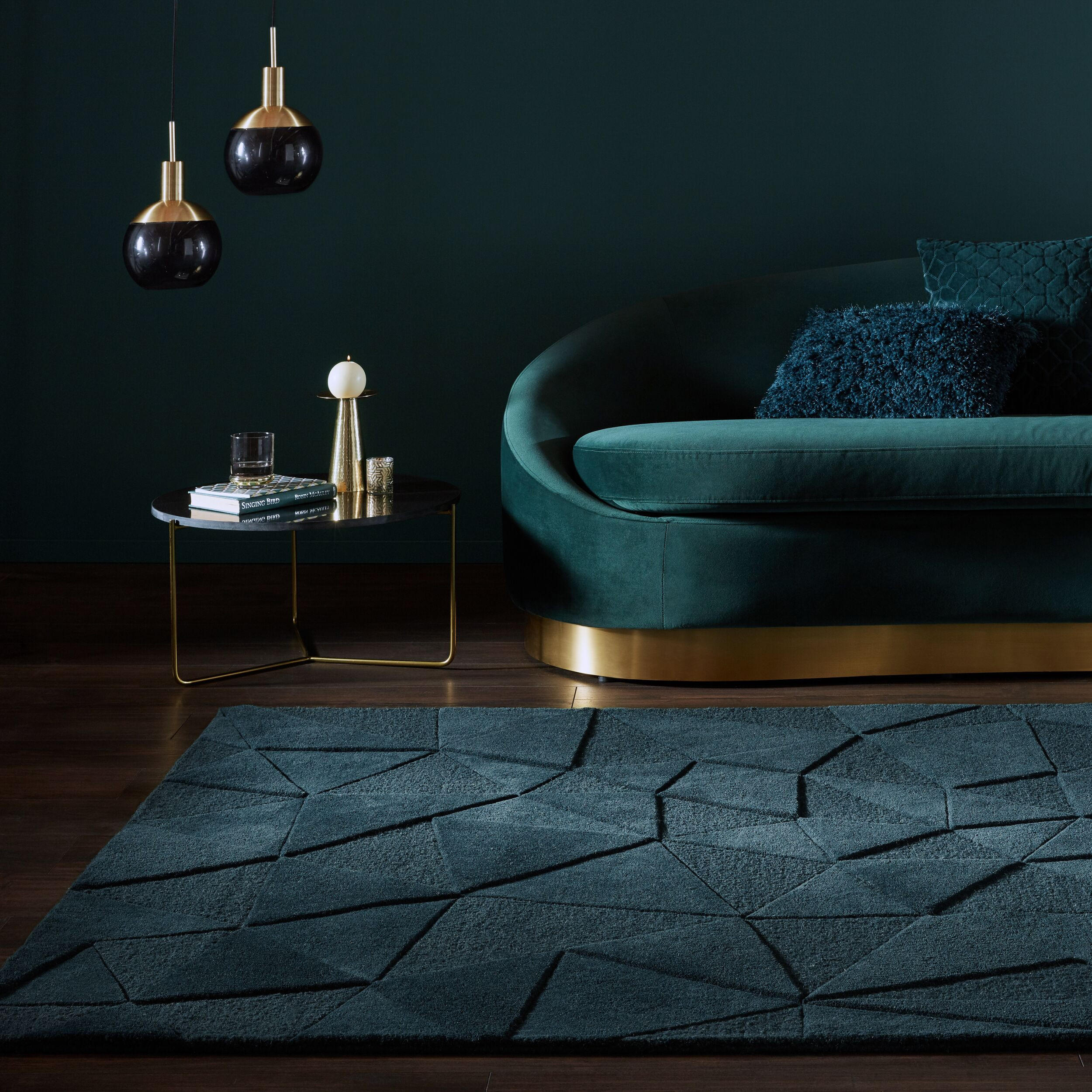 WOLLTEPPICH Hoch-Tief-Design, designstark DEBEN TROY, Türkis 120x170 cm - Türkis, Textil (120/170cm) - KADIMA DESIGN