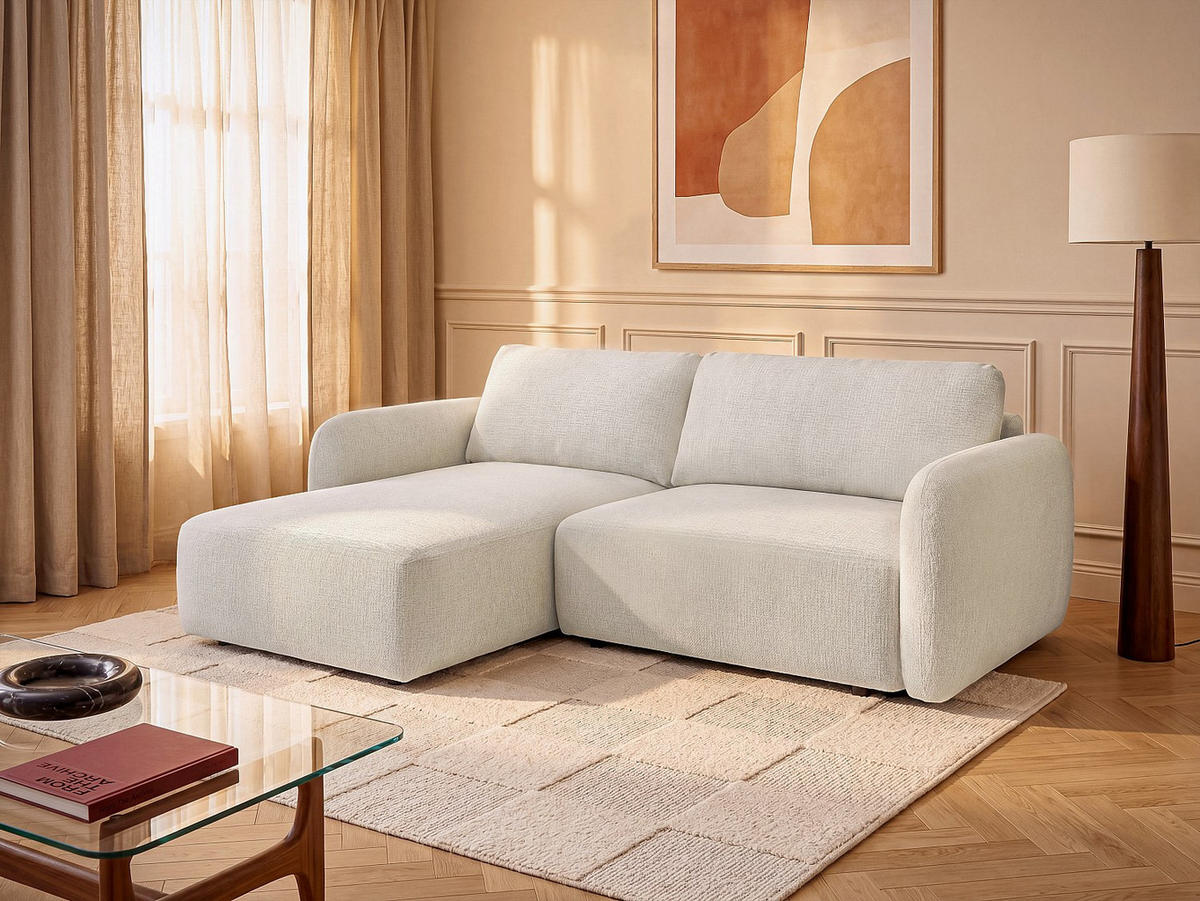 SCHLAFSOFA - 4 Personen - stoff - gebrochenes weiß Plufati - Weiß, Textil (230/83/165cm) - Vente-Unique