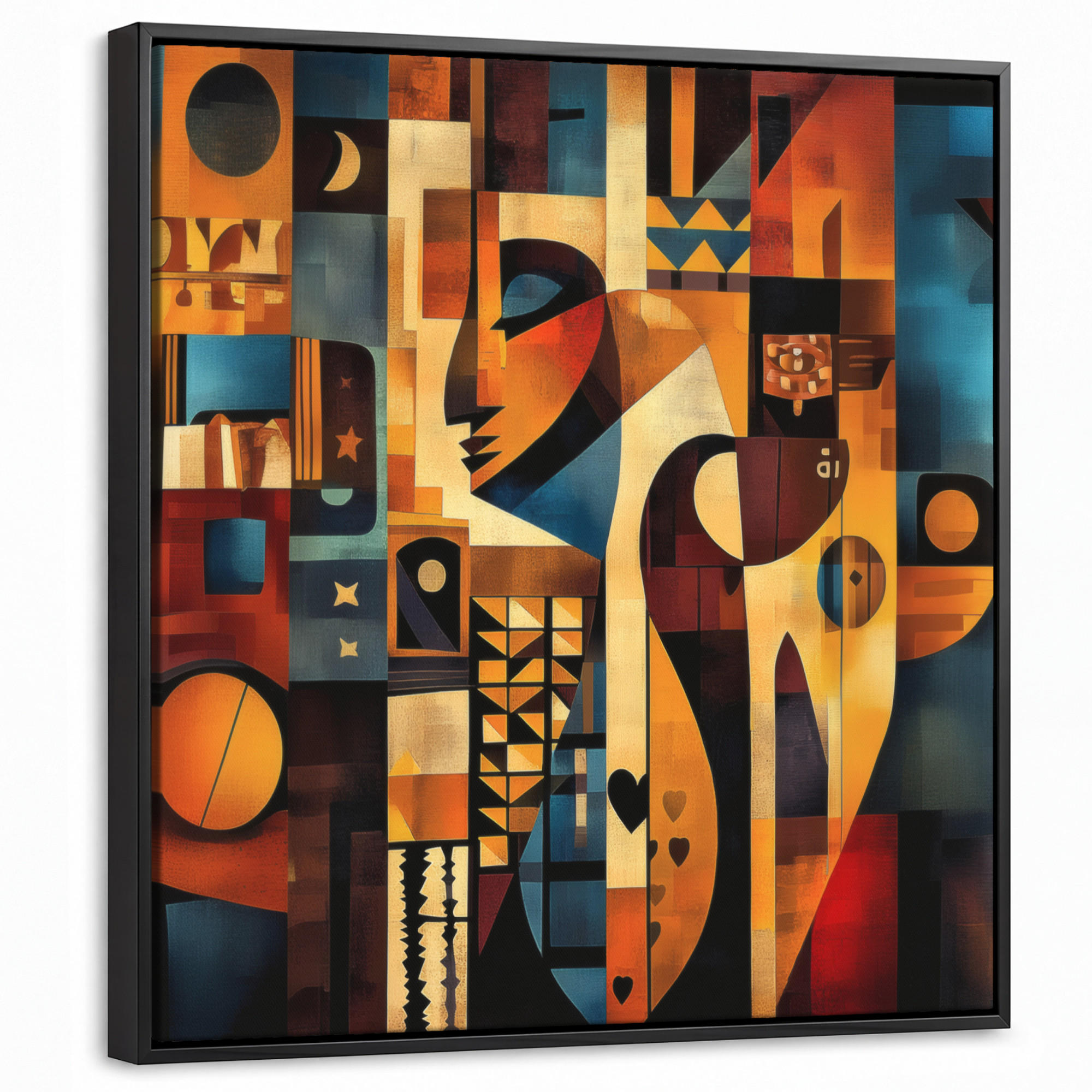 LEINWAND Bilder mit Rahmen - Figuren - Abstrakt - Symbole - 50x50 - Terracotta, Textil (50/50cm) - MuchoWow