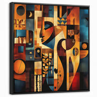 LEINWAND Bilder mit Rahmen - Figuren - Abstrakt - Symbole - 50x50 - Terracotta, Textil (50/50cm) - MuchoWow