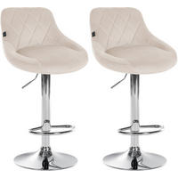 BARHOCKER 2er Set Samt creme - Chromfarben/Creme, Textil/Metall (46/83/49cm) - CLP