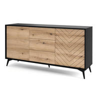 KOMMODE mit Schubladen 154 cm Emerald - Loft, Schwarz, Evoke Eiche - Braun, Holz (154/77/39cm) - Emporius