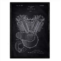 POSTER Harley Verbrennungsmotor Patent A3 Rahmenlos - Klar, Papier (29.7/5/42cm) - Nacnic