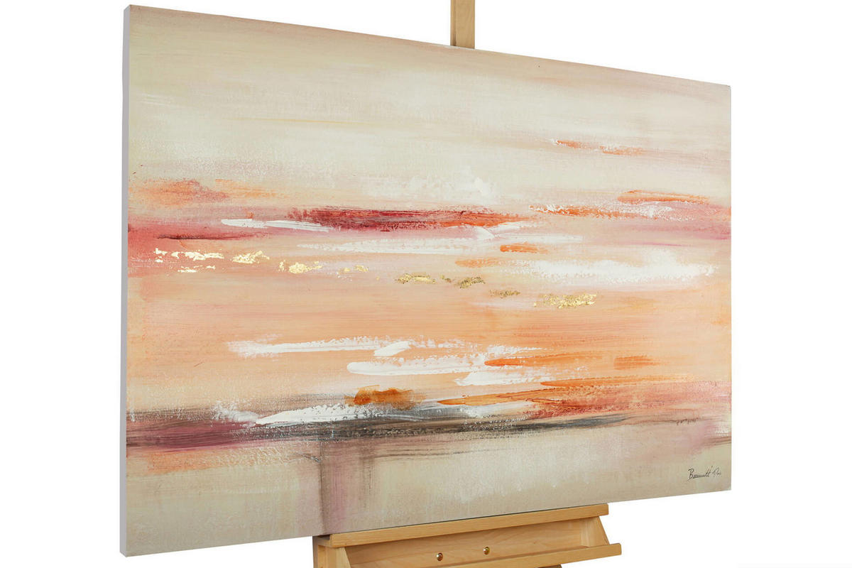 ÖLGEMÄLDE 120/80 cm - Beige/Orange, Holz/Textil (2.2/80cm) - KUNSTLOFT